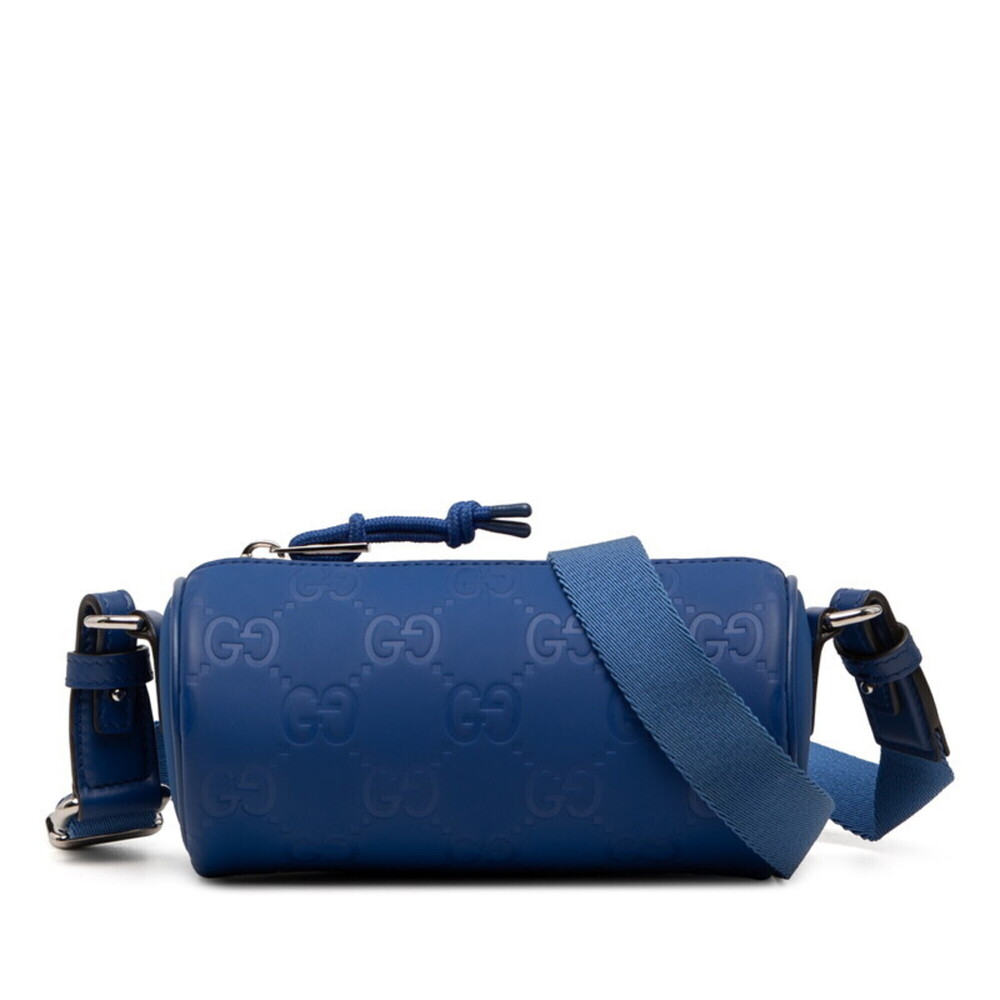Gucci GG Rubber Effect Crossbody Shoulder Bag 834248 Blue Leather Women's GUCCI